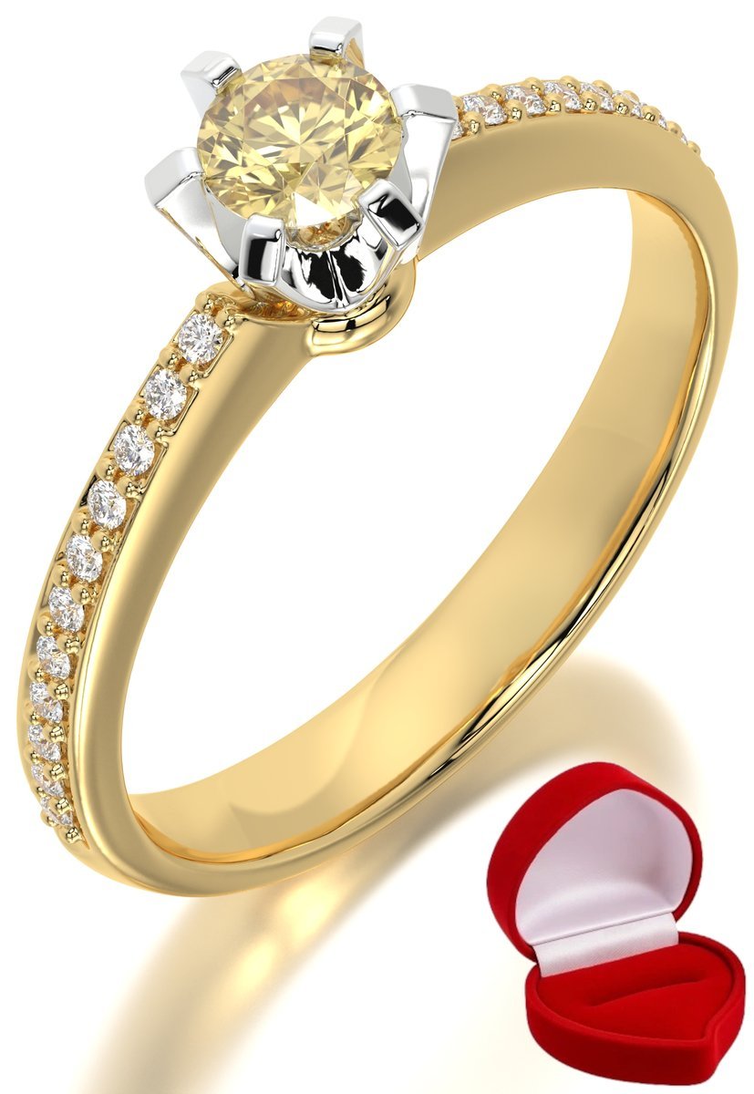 ZŁOTY PIERŚCIONEK ZARĘCZYNOWY 585 14k SZAFIR 0,24 ct + PUDEŁKO R26