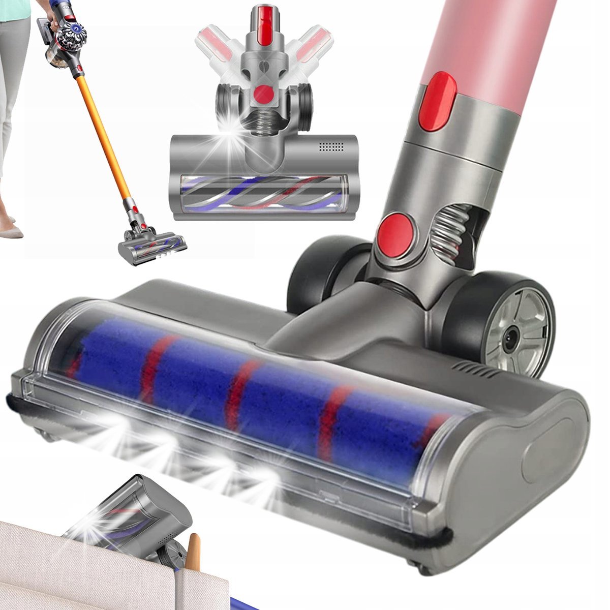 ELEKTRYCZNA SZCZOTKA DO DYSON V7 V8 V10 V11 Z CZTEREMA LED