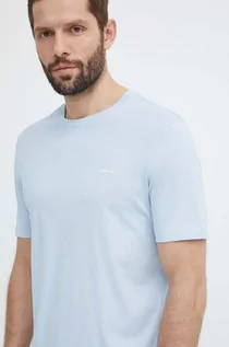 Koszulki męskie - HUGO t-shirt bawełniany męski kolor niebieski gładki - Hugo - grafika 1