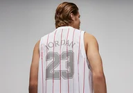 Koszulki męskie - Nike Air Jordan Essentials All Over Printed Jersey White - miniaturka - grafika 1