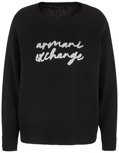 Armani Exchange Damski sweter z dzianiny z przodu logo Wool Blend, czarny, M - Swetry damskie - miniaturka - grafika 1