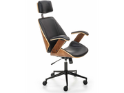 Fotele i krzesła biurowe - Fotel Gabinetowy Pikowany z Drewna Giętego IGNAZIO Czarny Ekoskóra - miniaturka - grafika 1