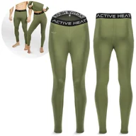 Spodnie narciarskie - Zielone spodnie termiczne unisex 4FIZJO ACTIVE HEAT - slim, rozmiar XL - miniaturka - grafika 1