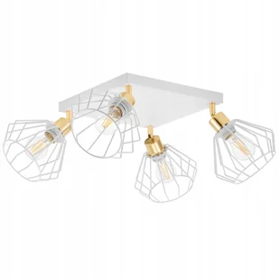 Lampa Wisząca Żyrandol Loft Druciany Biała Złota - Lampy sufitowe - miniaturka - grafika 1