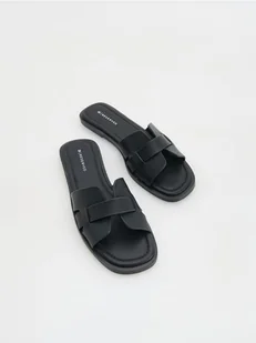 Reserved - Klapki z imitacji skóry - czarny - Buty dla dziewczynek - miniaturka - grafika 1