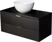 Szafki łazienkowe - Szafka łazienkowa wisząca z umywalką 100 cm szklane fronty złoty uchwyt Glow Gante - miniaturka - grafika 1