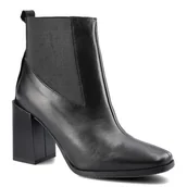 Botki damskie - Czarne Botki Karino Damskie Skórzane Obuwie - miniaturka - grafika 1