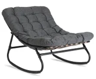 Fotele i krzesła ogrodowe - Elior Szary bujany fotel wypoczynkowy do ogrodu - Veranda - miniaturka - grafika 1