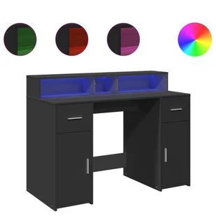 vidaXL Biurko z podświetleniem LED, czarne, 120x55x91 cm - Biurka - miniaturka - grafika 1