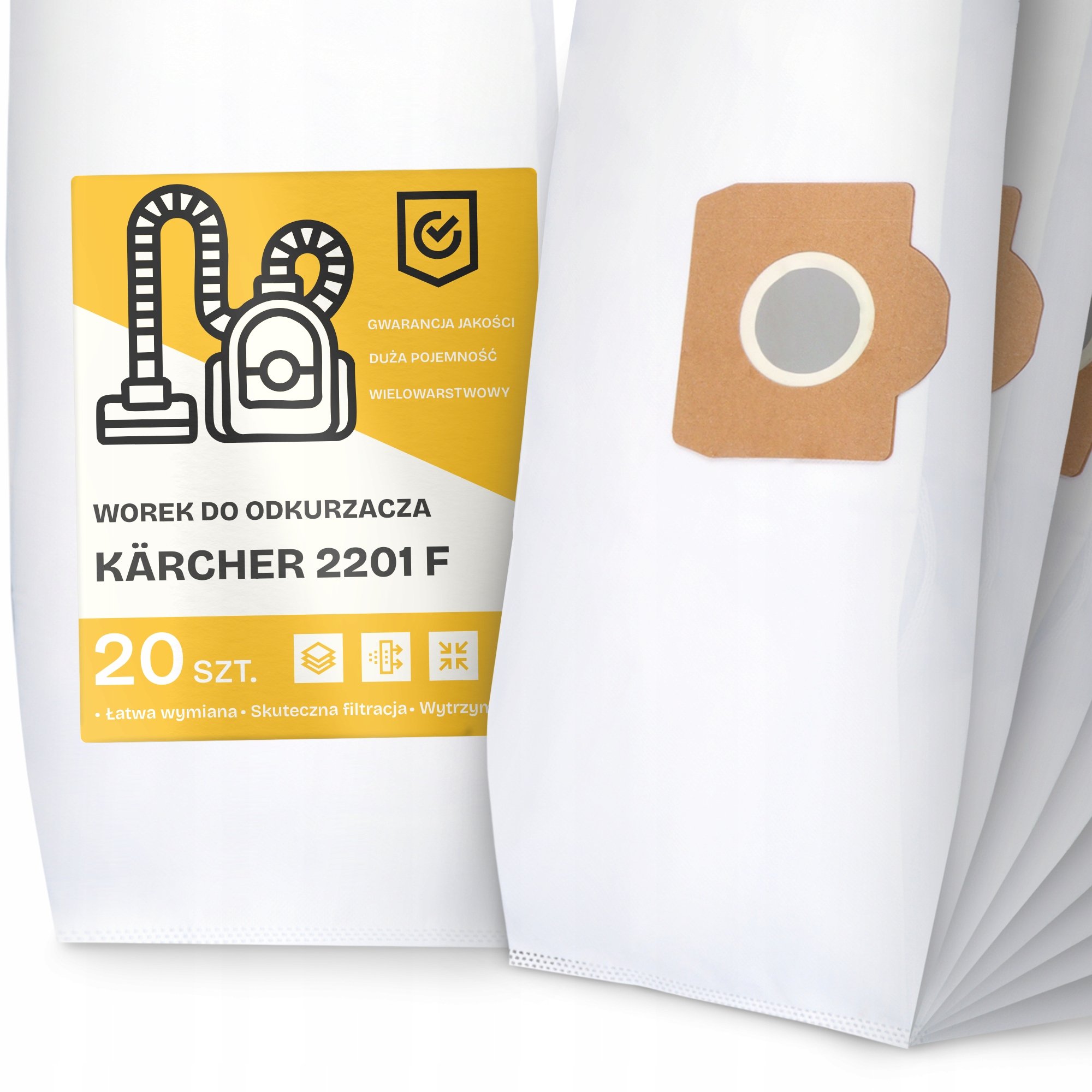 20x Worek do Odkurzacza Kärcher 2201 F Syntetyczny Pojemny Odporny Worki