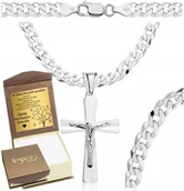 Naszyjniki męskie - Łańcuszek Męski Srebrny Pancerka 5,00 mm z Krzyżykiem pr 925 Grawer Gratis - Argmeta - miniaturka - grafika 1