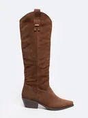 Kozaki damskie - BIG STAR Skórzane kozaki w kolorze jasnobrązowym - miniaturka - grafika 1