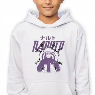 Bluza Dziecięca Kaptur Biała Na Prezent Dla Fana Mangi Naruto Anime Wz 116 - Bluzy dla dziewczynek - miniaturka - grafika 1