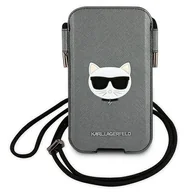 Etui i futerały do telefonów - Karl Lagerfeld Torebka KLHCP12LOPHCHG 6,7" szary/grey hardcase Saffiano Ikonik Choupette Head KF000939-0 - miniaturka - grafika 1