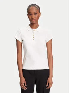 Tommy Hilfiger Polo Gold Button WW0WW45768 Écru Slim Fit - Koszulki i topy damskie - miniaturka - grafika 1