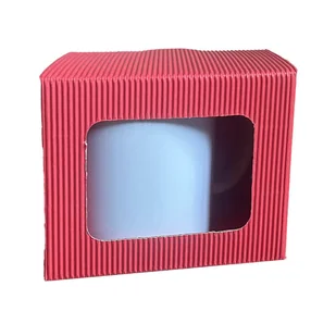 Czerwony kartonik ECO z okienkiem na kubek 330 ml - 20 szt. - Opakowania i torebki na prezenty - miniaturka - grafika 1