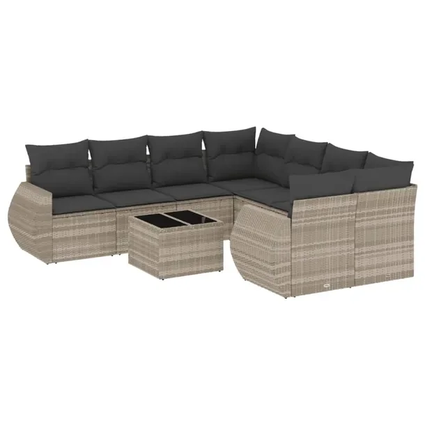 Zestaw mebli ogrodowych modułowych jasnoszary rattan PE 62 x 62 x 69 cm