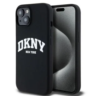 Etui DKNY Liquid Silicone White Printed Logo MagSafe na iPhone 15 / 14 / 13 - czarne - Etui i futerały do telefonów - miniaturka - grafika 1