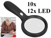 Lunety i akcesoria - Duża Mocna Lupa / Szkło Powiększające (powiększenie 10x!!) + Oświetlenie 12x LED. - miniaturka - grafika 1