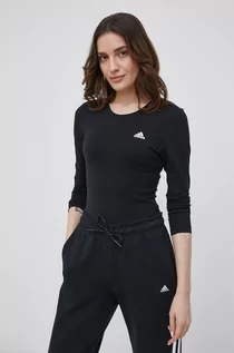 Koszulki i topy damskie - Adidas Longsleeve damski kolor czarny - - grafika 1