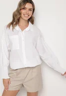 Koszule damskie - Biała Bawełniana Koszula z Marszczonymi Rękawami i Falbankami Tanandoria - miniaturka - grafika 1
