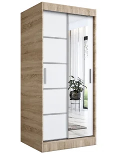 Szafa przesuwna w kolorze dąb sonoma + biały E9-N58 - Szafy Szafa przesuwna w kolorze dąb sonoma + biały E9-N58 - Szafy - miniaturka - grafika 1