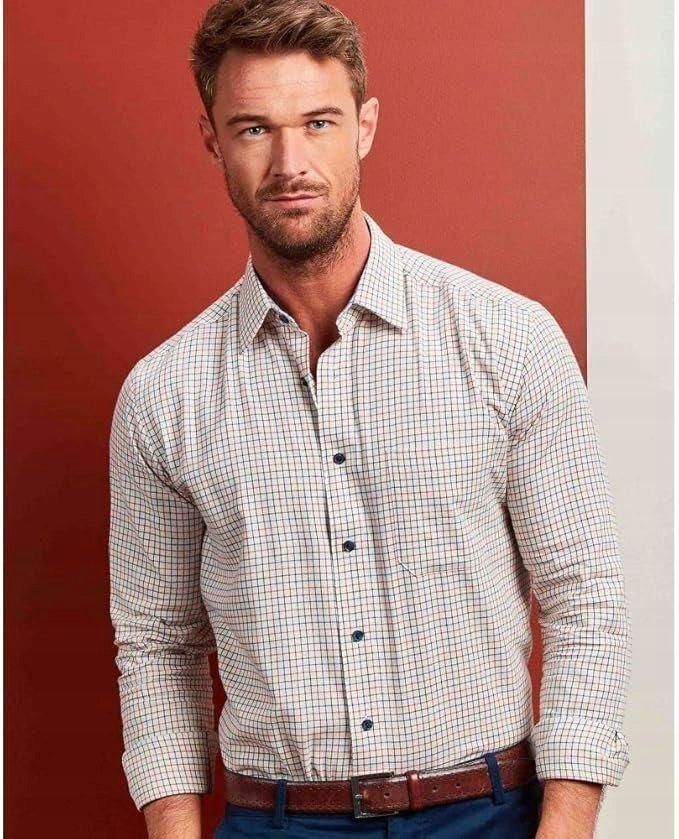 DOUBLE TWO KOSZULA MĘSKA ELEGANCKA W KRATĘ Z DŁUGIM RĘKAWEM 4xl 7CA
