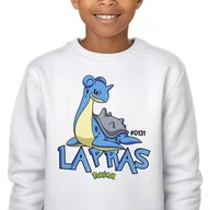 Bluzy dla dziewczynek - Bluza Dziecięca Biała Bez Kaptura Super Prezent Dla Dziecka Lapras 152 Wz - miniaturka - grafika 1