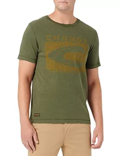 camel active Męski t-shirt z krótkim rękawem z bawełny organicznej, brązowy (Olive Brown), L - Koszulki męskie - miniaturka - grafika 1