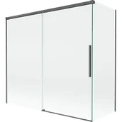 Parawany nawannowe - Mexen Rox parawan nawannowy 2-skrzydłowy rozsuwany 170 + 75 x 150 cm, transparent, gun gray szczotkowany - 8C9-170-075-66-00 - miniaturka - grafika 1