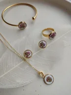 Zestawy biżuterii dla kobiet - Komplet biżuteri z wrzoścem - miniaturka - grafika 1