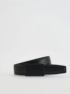 Paski - Reserved - Skórzany pasek z klamrą - czarny - miniaturka - grafika 1