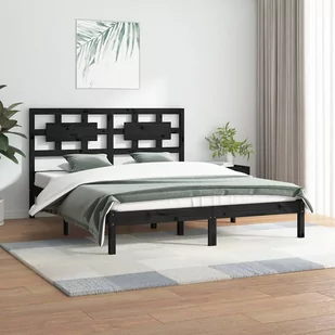 Lumarko Rama łóżka, czarna, lite drewno sosnowe, 140x200 cm - Łóżka - miniaturka - grafika 1
