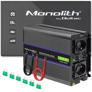 Qoltec Monolith 3000 MS Wave 12V na 230V 1500/3000W USB - Przetwornice samochodowe - miniaturka - grafika 1
