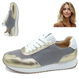 Damskie SKÓRZANE Półbuty Złote Oddychające Wiosna lato Eleganckie Barski 36 - S.Barski - Półbuty damskie Damskie SKÓRZANE Półbuty Złote Oddychające Wiosna lato Eleganckie Barski 36 - S.Barski - Półbuty damskie - miniaturka - grafika 1