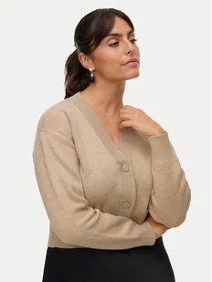 Vero Moda Kardigan Gold Art 10332210 Beżowy Regular Fit - Swetry damskie - miniaturka - grafika 1