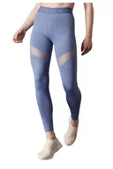 Legginsy - Legginsy damskie Adidas Hyperglam High-Rise sportowe niebieski-S - miniaturka - grafika 1