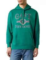 Bluzy męskie - GANT Męska bluza z kapturem Retro Crest Hoodie Lush Green, standardowa, zielony, M - miniaturka - grafika 1