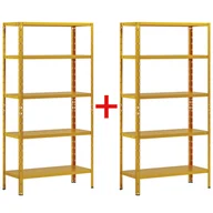 Szafy i regały magazynowe - Regał półkowy 1+1 GRATIS, 1800x900x400 mmmm, 5 półek, nośność półki 70 kg, żółty - miniaturka - grafika 1