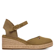 Espadryle damskie - Espadryle Tommy Hilfiger Mid Wedge Espad Closed Toe FW0FW09233 Brązowy - miniaturka - grafika 1