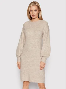 Vero Moda Sukienka dzianinowa Filene 10257138 Beżowy Regular Fit - Sukienki - miniaturka - grafika 1