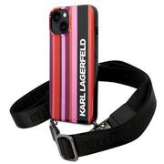 Etui i futerały do telefonów - Karl Lagerfeld Etui do iPhone 14 6,1" hardcase różowy/pink Color Stripes Strap - miniaturka - grafika 1
