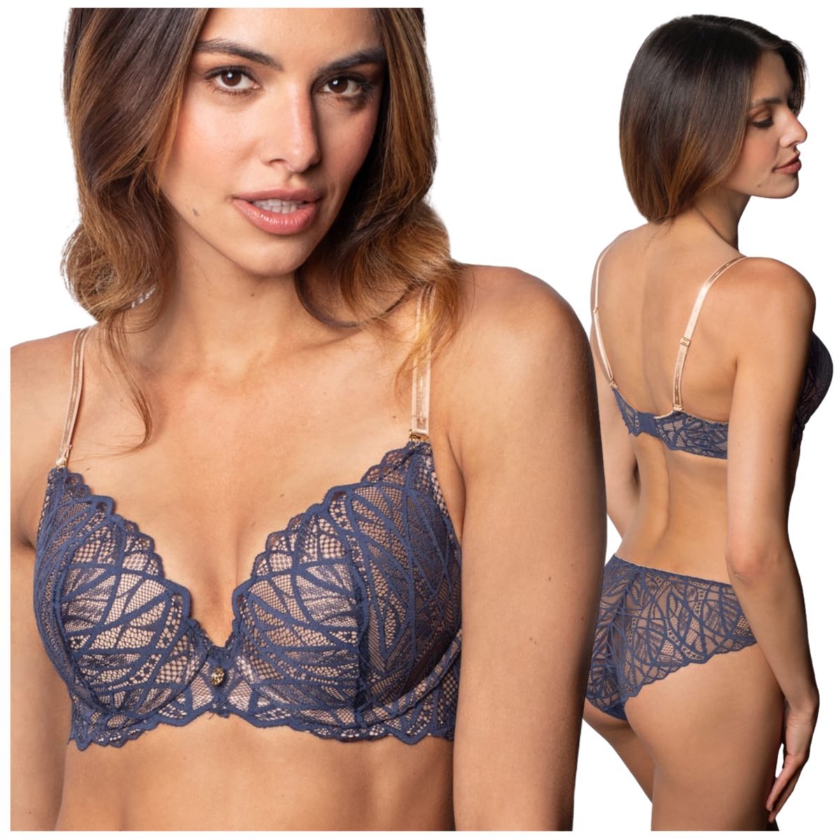 Biustonosz Agio Push Up DB-9341 beż-niebieski - 85B