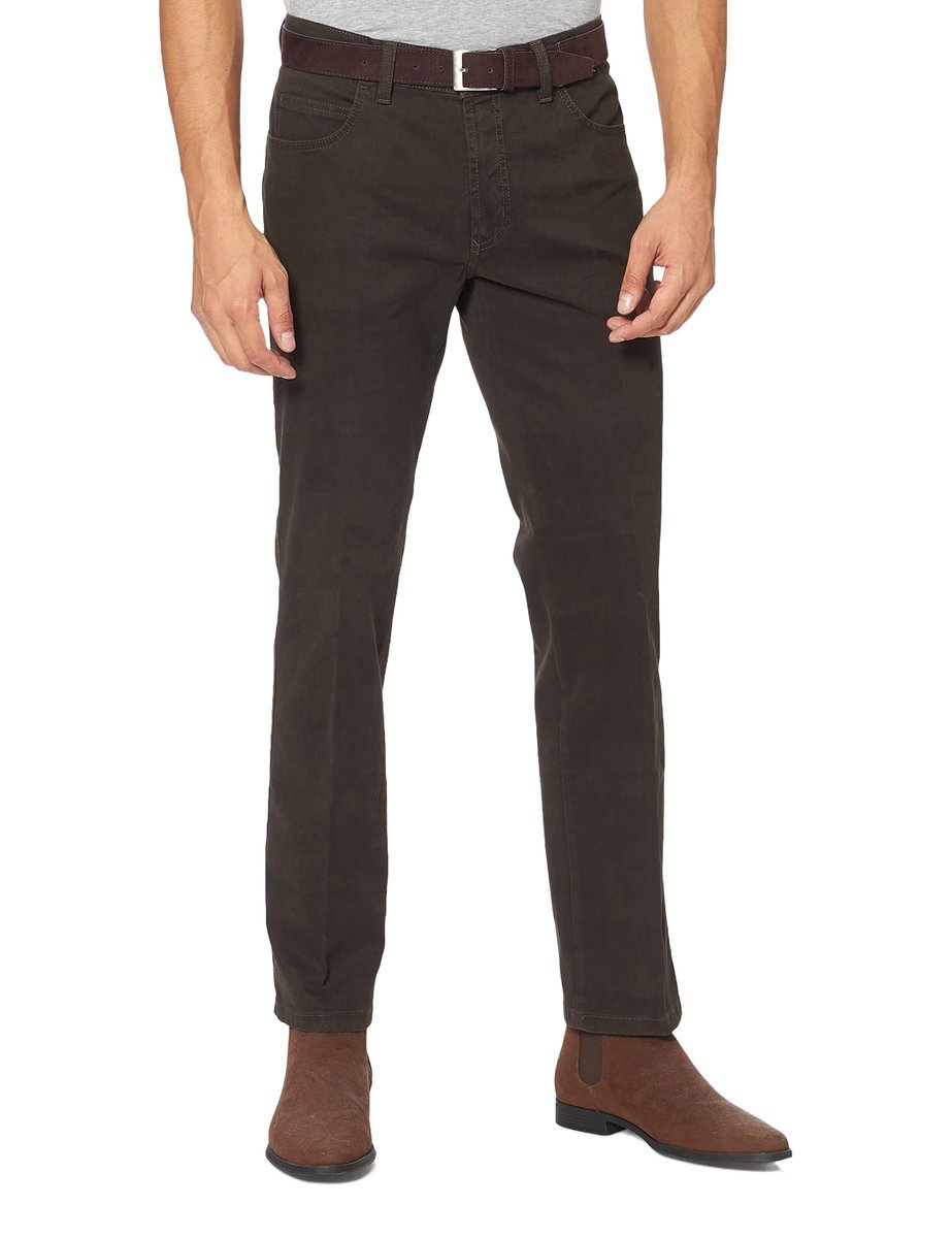 PIONEER SPODNIE CASUAL CHINOS BRĄZOWE Z PASKIEM 31 6BA