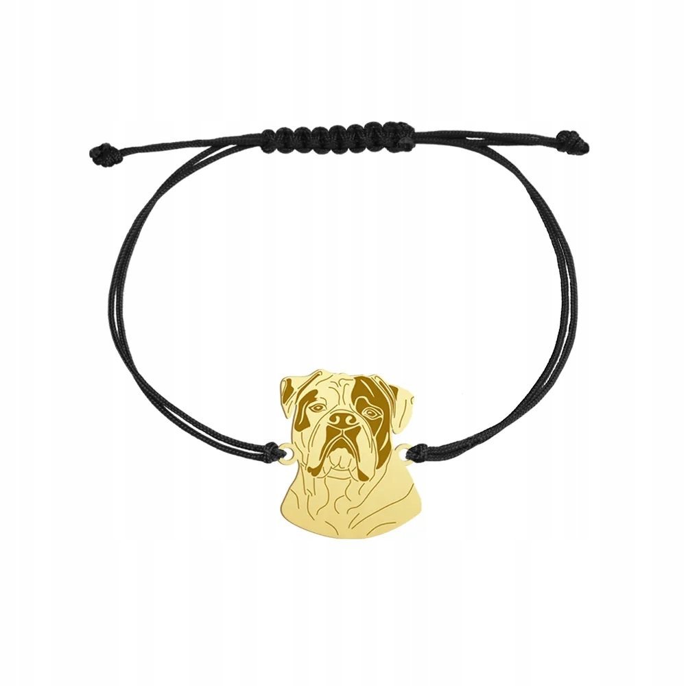 Bransoletka Złota Bulldog Amerykański 925 sznurek Prezent GRAWER GRATIS