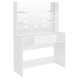 shumee Stolik do makijażu z oświetleniem LED 100x40x135 cm MDF biały - Toaletki - miniaturka - grafika 1