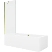 Wanny - Mexen Cube wanna prostokątna 170 x 80 cm z obudową i parawanem 1-skrzydłowym 70 cm, transparent, złoty - miniaturka - grafika 1