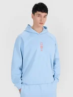 Bluzy męskie - 4F Bluza dresowa nierozpinana z kapturem męska - niebieska XXL - miniaturka - grafika 1