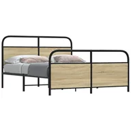 Łóżka - Metalowa rama łóżka, bez materaca, dąb sonoma, 150x200 cm Lumarko! - miniaturka - grafika 1