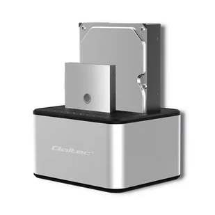 Qoltec Stacja dokująca dla dysku twardego Stacja dokująca dysków 2x HDD/SSD | 2.5&quot 3.5&quot SATA | USB 3.0 | Klonowanie - Obudowy i kieszenie na dyski twarde - miniaturka - grafika 1
